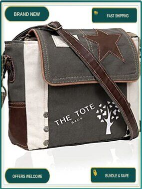 Canvas Leather Messenger Bag Crossbody Shoulder Satchel 11in